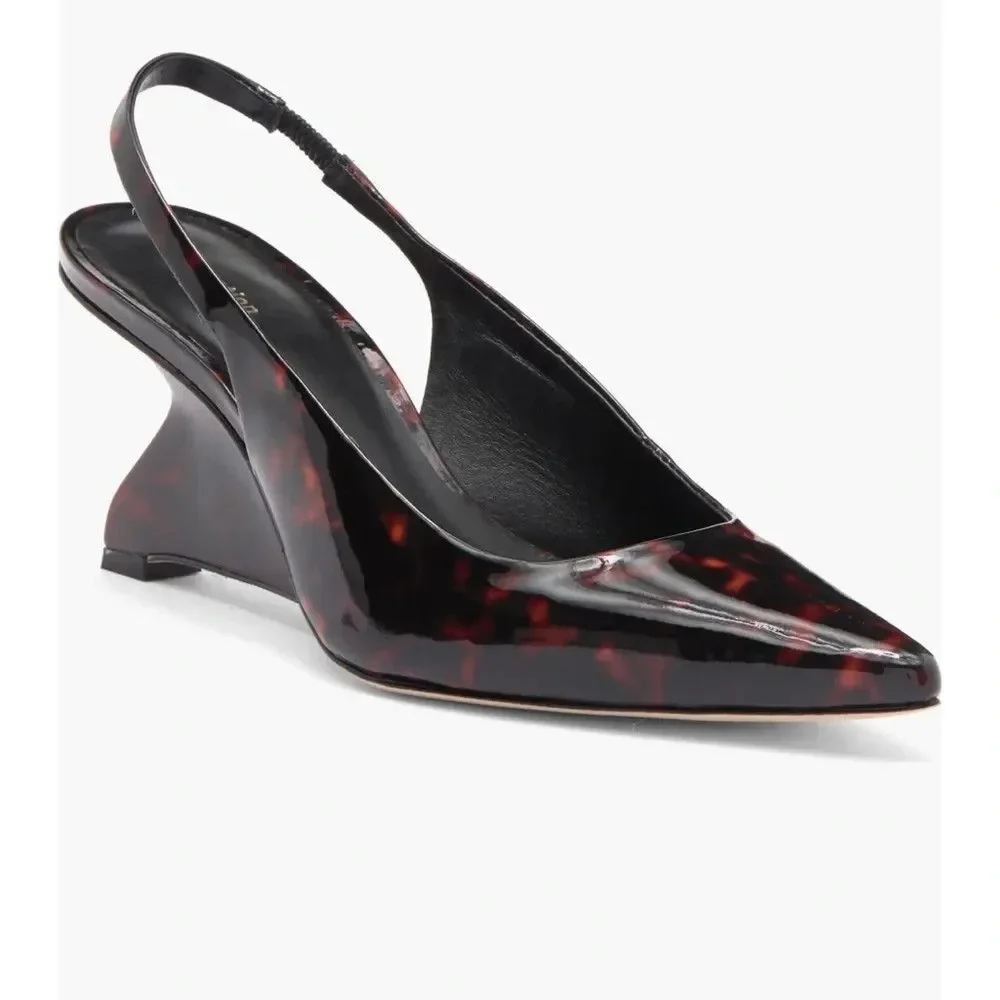Reformation Westlyn Closed Toe Wedge Heel Slingback  in Tortoise Shell Size 7.5